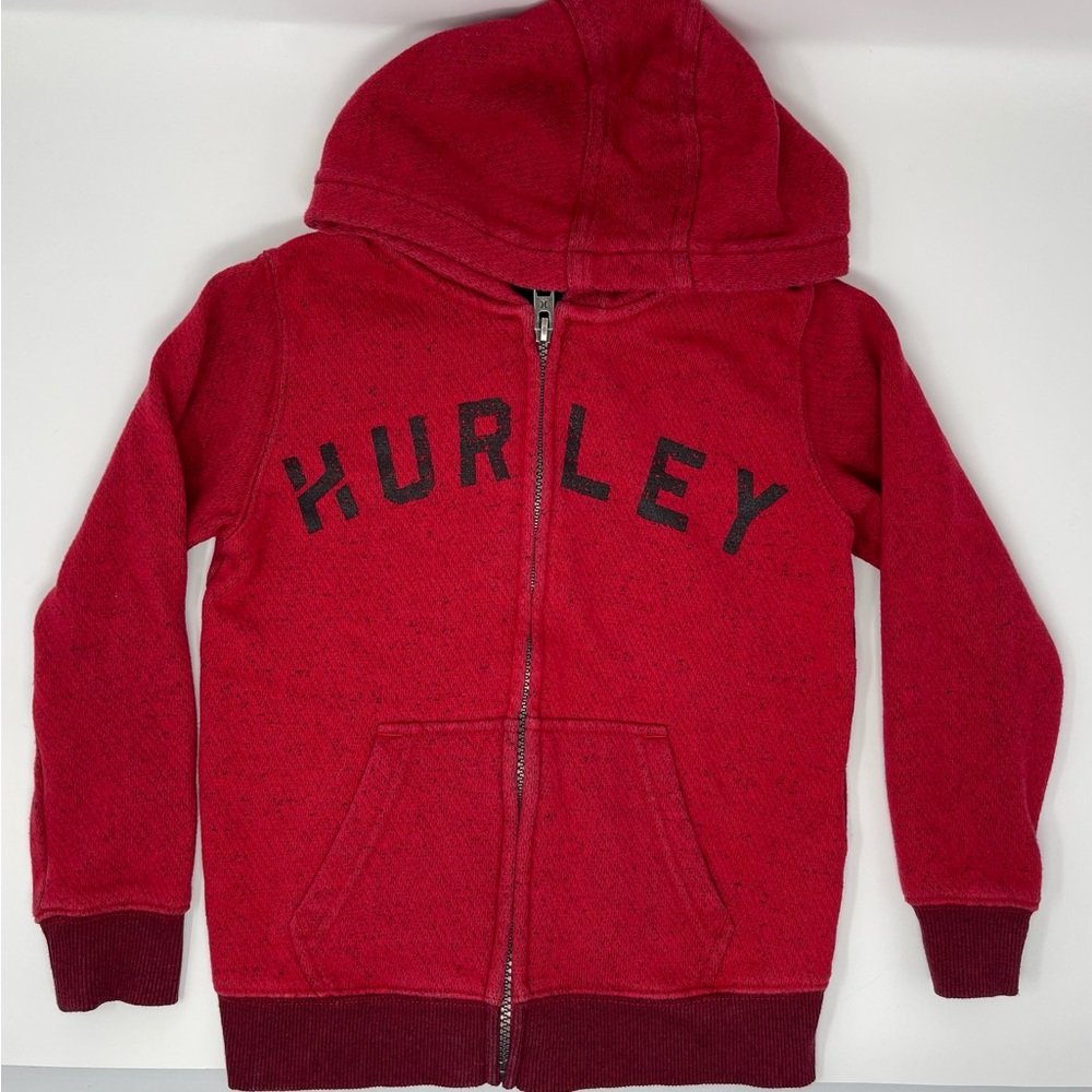 HURLEY: Hoodie Sweatshirt, Red Branded, Full Zip, Size 5